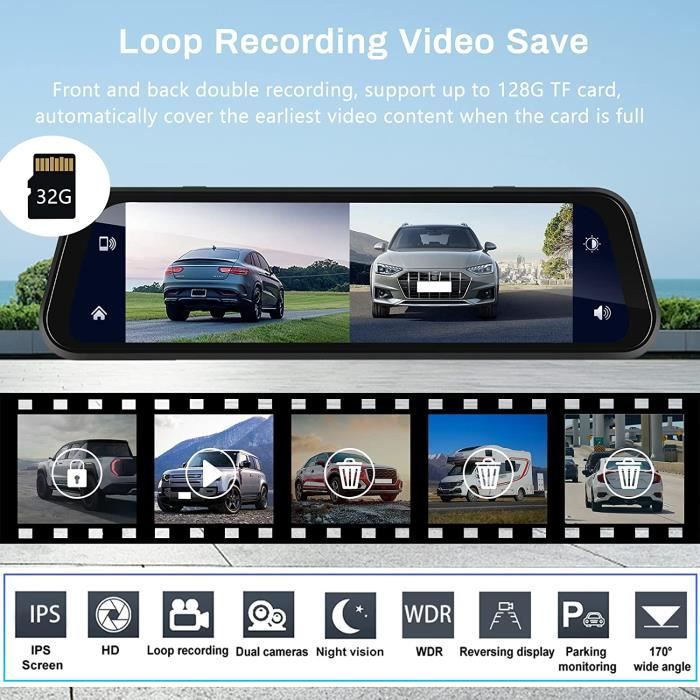 2023 Nouvelle Version Dashcam Voiture Rétroviseur Écran Tactile De 4,5  Pouces Full Hd 1080P, Caméra De Voiture Grand Angle Av[J111] - Cdiscount  Auto