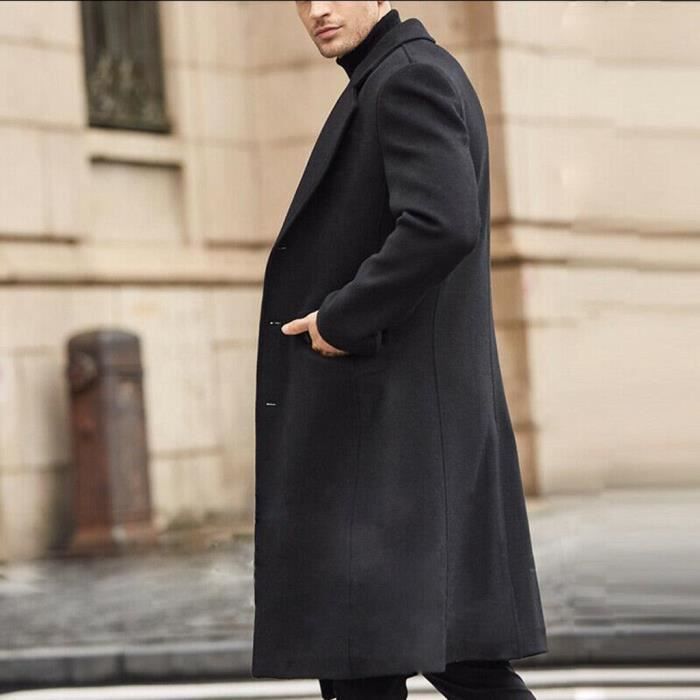 Manteau noir long laine shop
