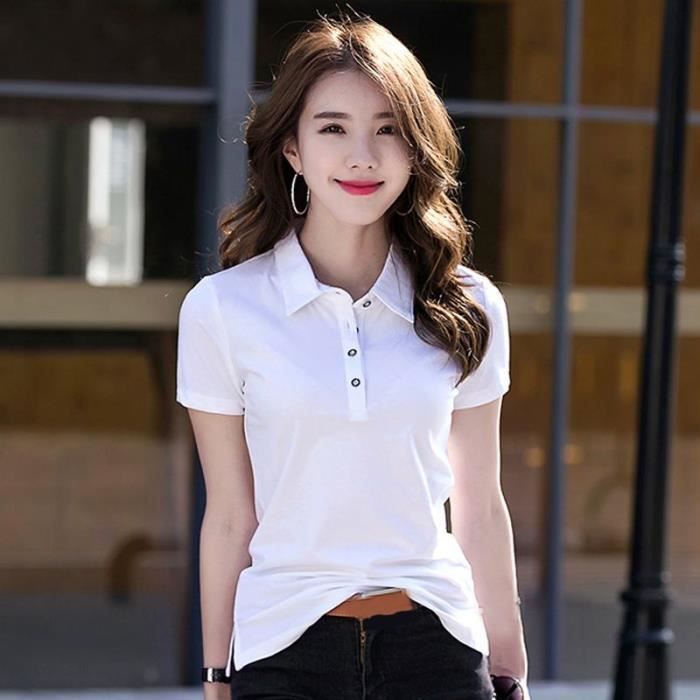 POLO Chemise polo a manches courtes en coton pour femme couleur unie t shirt de marque Slim tendance ete 2020 M 5XL Type Gray Blanc Cdiscount Pret a Porter