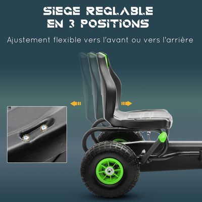 Kart à pédales pour enfants voiture enfant avec siège ajustable 4 positions et roues en EVA 100 x 58 x 58,5 cm noir - Jeux - Jouets