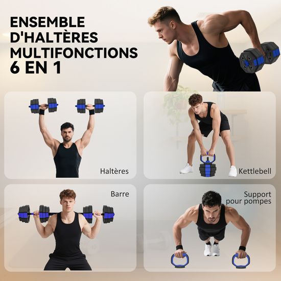 Haltère Kettlebell SPORTNOW 12 Kg Bleu - Pour Entraînement Poids Libre - Dimensions 24x17x28 Cm