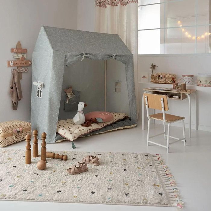 Matelas De Sol Enfant Berlingot Beige 60x120 Cm - Atmosphera - Coton Et Polyester - 5 Cm D'épaisseur
