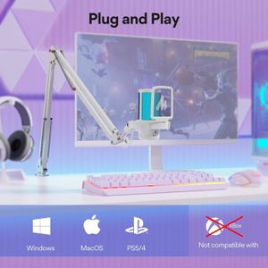 Bras Micro Avec Lumière Rgb, Perche Micro Gaming Adaptée À Hyperx