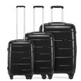 Kono Set de 3 Valises de Voyage à 4 roulettes Valise Cabine Rigide e Ultra Léger Ensemble de Bagages avec Serrure TSA, Noir-0