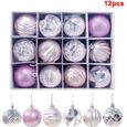 12 Pièces boules de décoration de sapin de Noël rose-0
