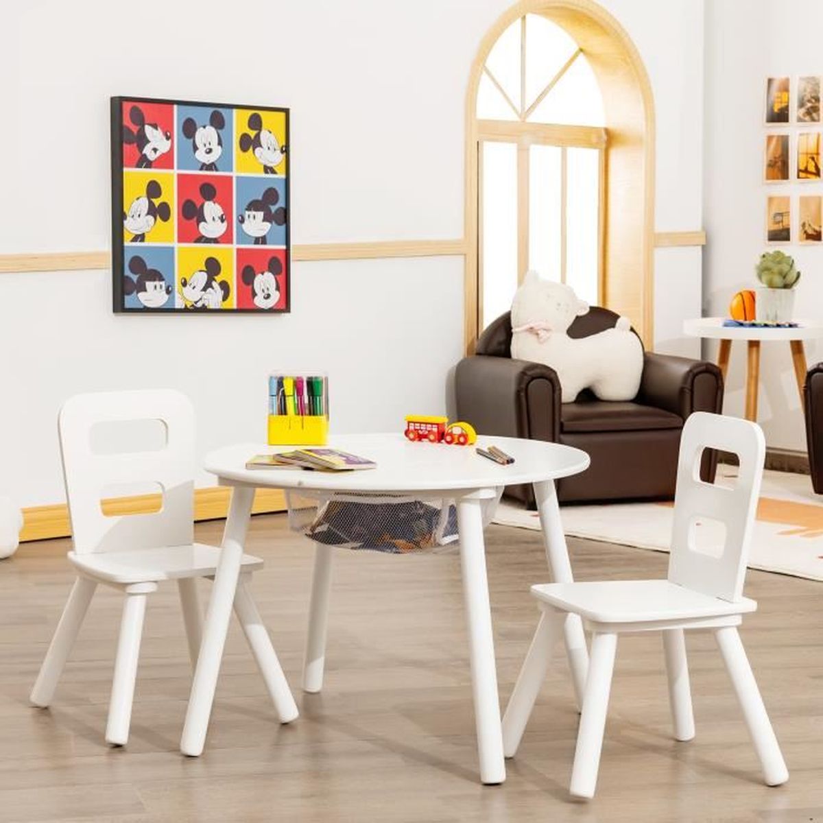 Dreamade Ensemble Table Et Chaise Enfant Jeu De Table Et 2 Chaises Avec Sac De Rangement Pieds En Bois Pour Enfant 3 7 Ans Blanc Cdiscount Puericulture Eveil Bebe