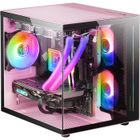 SANAG Mars Gaming Mc-View Rose, Boîtier Mini-Tour Gaming Micro-Atx, Verre Trempé 90°Sans Cadre, Structure Modulaire Double Chambre[J925]