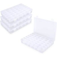 4 PCS Boîtes de rangement en plastique, 36 boîtes d'assortiment en plastique à grille pour petites pièces, boucles d'oreilles en