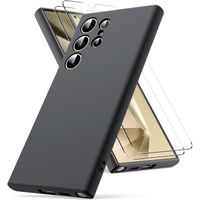 Coque Pour Samsung Galaxy S24 Ultra Silicone Noir + 2 Verres Trempes Little Boutik©