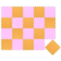 Tapis d'eveil Eva modele puzzle en mousse - 30 x 30 x 1 cm - Rose Jaune - Lot de 20 pieces