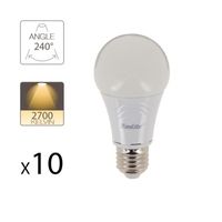 Lot de 10 Ampoules LED A60, culot E27, 9W cons. (60W eq.), lumière Blanc Chaud - PACK10EE806G - Xanlite