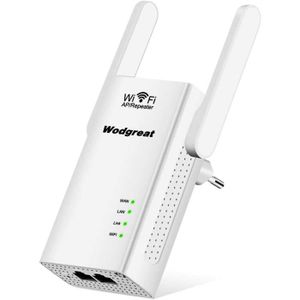 Wodgreat Répéteur WiFi,300Mbps Amplificateur WiFi Extenseur sans Fil WiFi Booster Avoir Mode Repeater/AP Interface Port Ethernet,2.4GHz,Augmentation de la Couverture WiFi