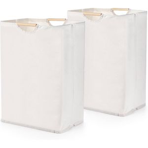 2 paniers linge pliables beiges 60 L, avec poignée, vêtements, jouets, salle bain - Maison