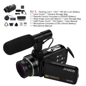 CAMÉSCOPE NUMÉRIQUE Kit 3 Standard-Andoer-Caméra vidéo numérique 4K, c
