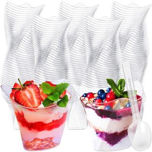 50pcs Coupes à Dessert, Verrine Plastique Aperitif, 60ML Verrines en Plastique  Apéritif, Tasses à Dessert avec Cuillères Transparent - Cdiscount Maison