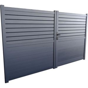 Portail Motorise Somfy Coulissant Aluminium Bagana 3 5m Gris