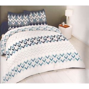 Lamas Cactus zig zag en coton mélangé bleu réversible double 4 Pièces Ensemble De Literie