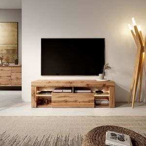 Meuble TV d'angle 130x130x46 cm blanc et chêne - SQUAR
