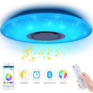 CHYSONGOODS WIFI  Alexa 48W 48CM LED Plafonnier Avec Haut Parleur Bluetooth,Telecommande,Couleur Changeante,Luminosité Réglable Intérieur 