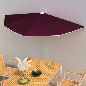 PARASOL SAL Demi-parasol de jardin avec mât 180x90 cm Rouge bordeaux 7907079613960
