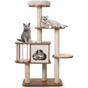 ARBRE À CHAT GOPLUS Arbre d'Activités pour Chat,Plate-Forme à 4