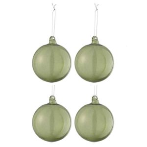 Lot De 4 Boules De Noël En Verre Décoratives - Occasion En Bon état - Décoration De Sapin Vintage