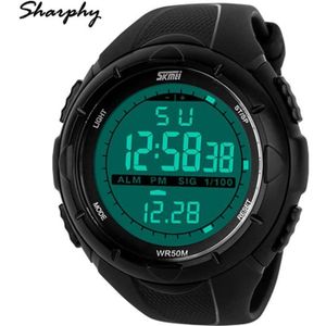 MONTRE SHARPHY Montre Homme de marque Sport montres à affichage numérique étanche Armée lumineux LED Horloge militaire Noir