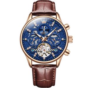 Montre townsman multifonction en cuir 2025 bleu