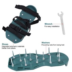 Chaussures Aérateurs De Pelouse - Sandales à Pointes Pour Aération - Jardin, Cour, Terrasse - Noir - Taille Unique