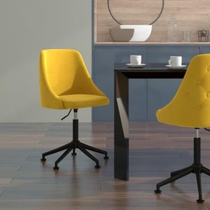 Chaise de bureau velours jaune or pivotante avec accoudoirs - Cbc-Meubles