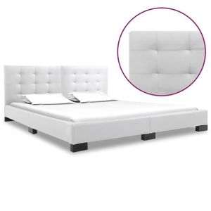 cadre lit 160x200 blanc cdiscount
