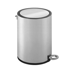 Poubelle Salle De Bain Wenko Gara 6L - Design Vintage New-Yorkais - Acier Noir Avec Couvercle - 24x28,5x23cm