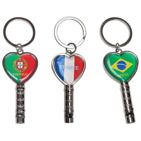 Lot De 3 Porte Cles Sifflet Drapeau Portugal France Et Bresil Supporter Multicolor Achat Vente Porte Cles Cdiscount