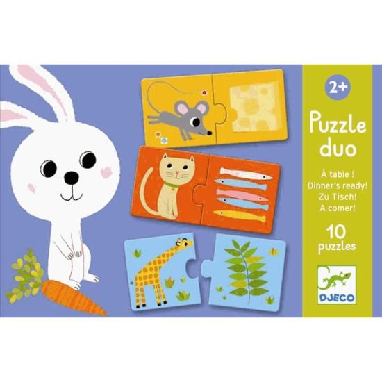 Puzzle duo A table - DJECO - Animaux - 20 pièces - Pour enfants de 3 ans et plus