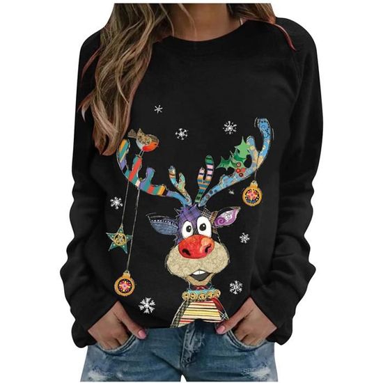 Pull De Noël Femme Moche Et Drôle – Col Rond, Manches Longues – Taille Slim Fit – Idéal Pour Les Fêtes Et Ugly Sweater Party