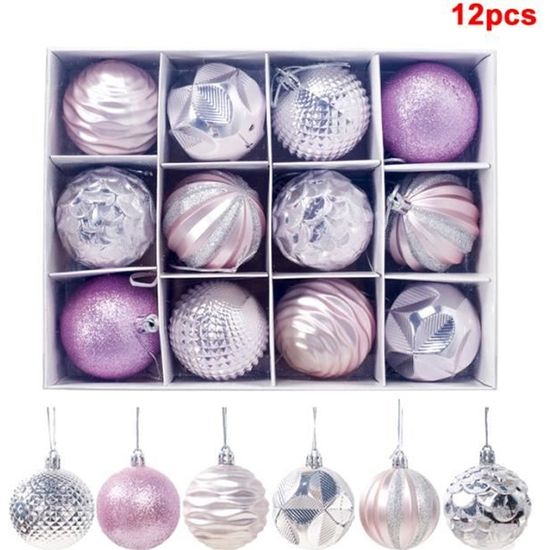 12 Pièces boules de décoration de sapin de Noël rose