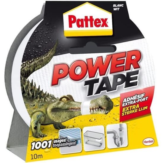 Ruban Adhésif Extra Fort Pattex Crocodile Power - Double Épaisseur, 10m | Pour Réparations Difficultes, Surfaces Rugueuses