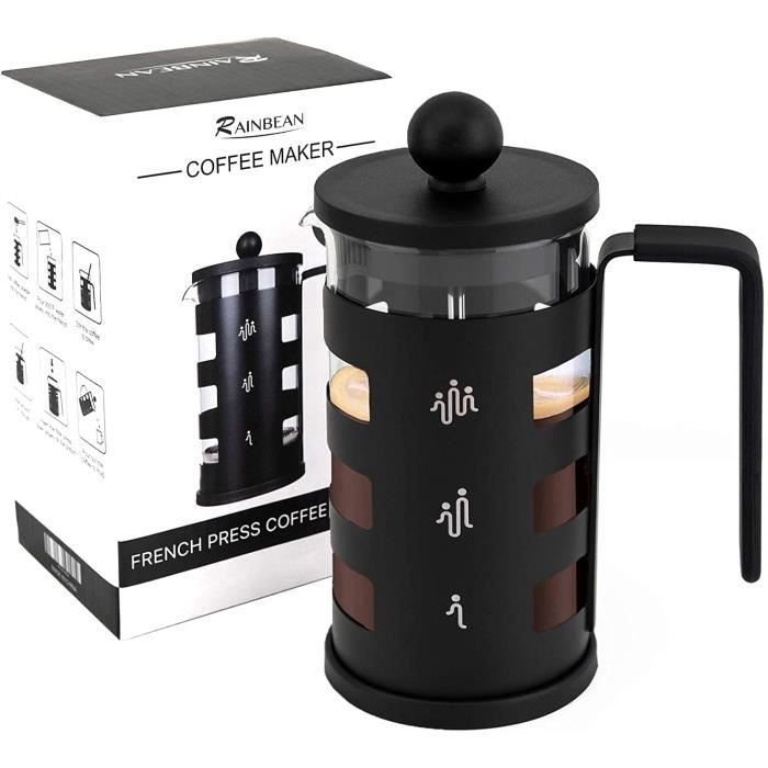 Cafetiere a piston 350 ml 3 tasses french press, filtre en acier inoxydable cafetière piston, en
