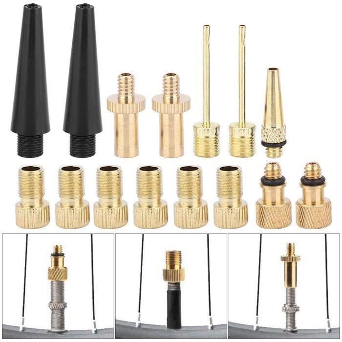 Kit De Valve D'air 15 PCS, Pompe De Vélo Portable Convertisseur De Valve D'air Vélo Valves