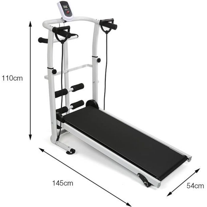 NOIR!!! Tapis de course pliable à puissance mécanique - Tapis de course multifonction -