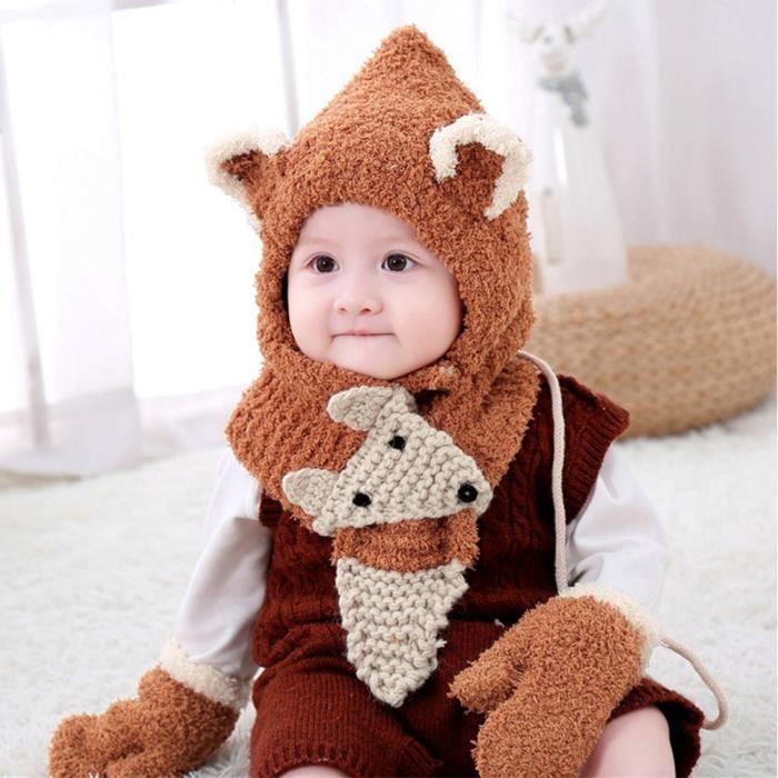 Chapeau Bambin filles et garçons bébé hiver Crochet tricot bonnet bonnet casquette écharpe gants ensemble FYF80926458CO_4399