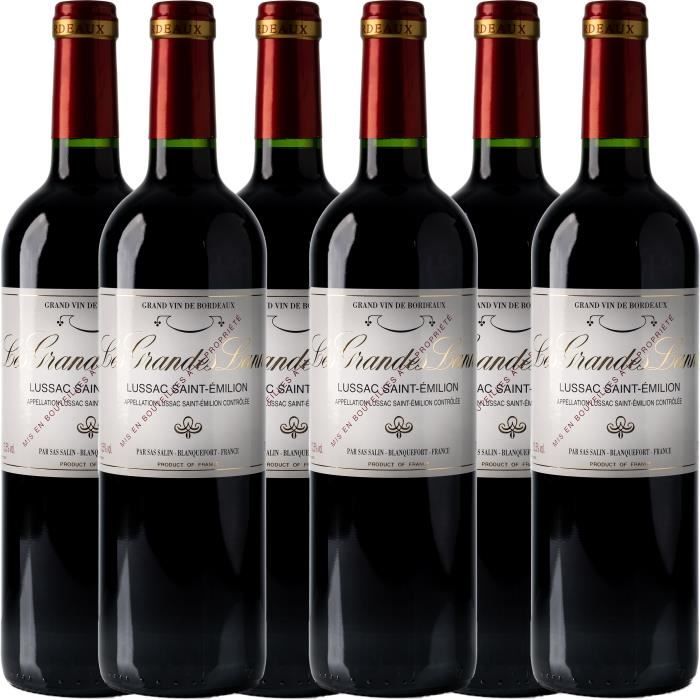 Lot de 6 - Les Grandes Lannes 2019 - vin rouge - Lussac Saint Emilion AOC - lot de 6 bouteilles