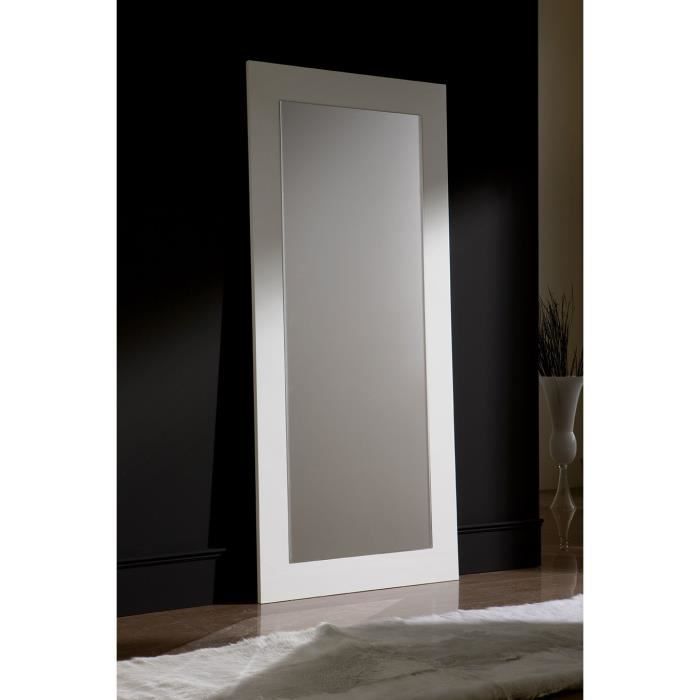 Miroir mural blanc ou noir laqué design JENNY L 200 x H 90 cm Blanc