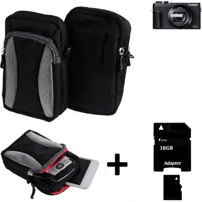 Pour Canon PowerShot G5 X Mark II Étui de Protection á Bandoulière, Sac, caméra, housse + 16GB mémoire - K-S-Trade®