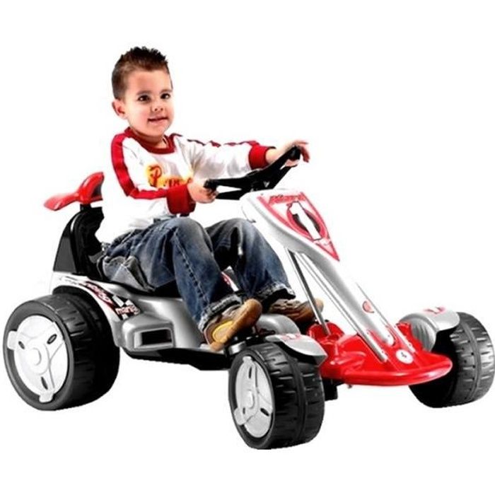 Voiture électrique enfant 12V INJUSA BIG WHEELS KART ELECTRIC - Rouge et Blanc. Rouge Et Blanc