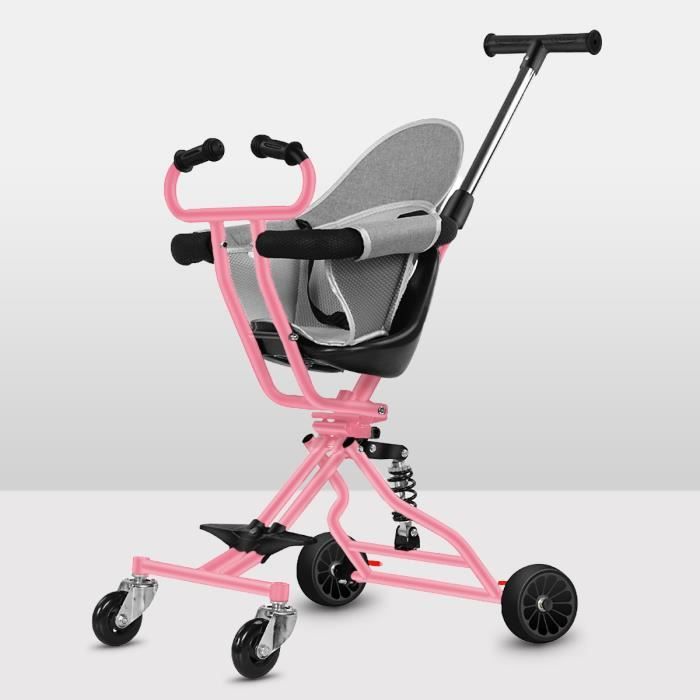 Bébé Poussette Canne Fixe Légère Ultra Compacte Pliable pour Enfant - Rosé