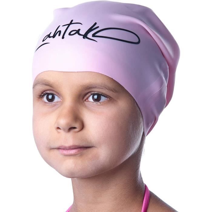 BONNET DE BAIN t de Bain Enfants Cheveux Longs Bonnet de Natation Filles Garccedilons Adolescents avec Longs Cheveux Boucleacute15