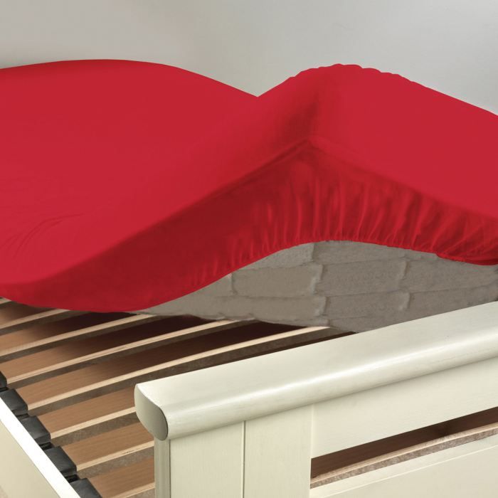 Drap housse coton INTIMITY 90x190cm coquelicot