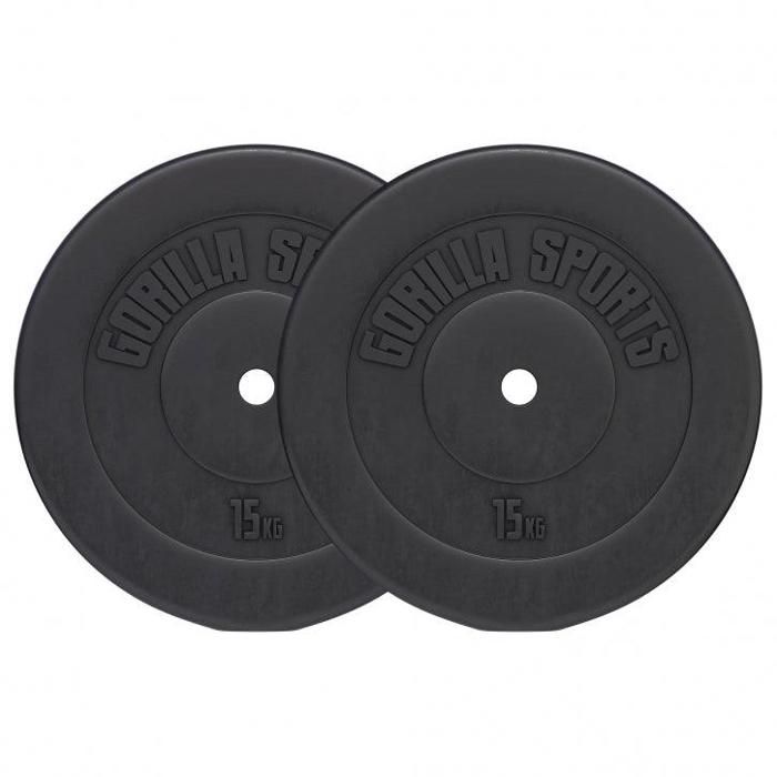 Gorilla Sports - Lot des poids en plastique de 30kg (2x15kg) de diamètre 31mm