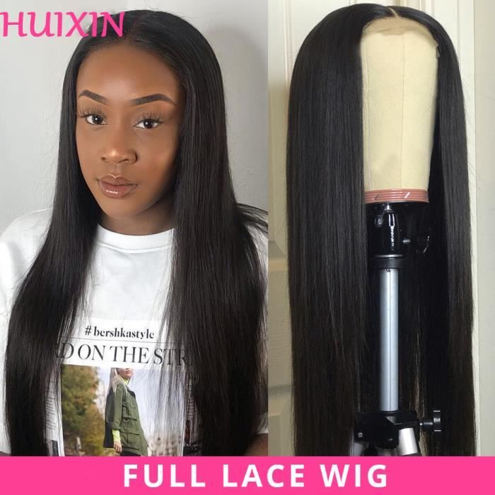 26Pouces Straight Full Lace Wigs CHEVEUX HUMAINS brésiliens LISSE à 180% de densité Remy HUIXIN CHEVEUX
